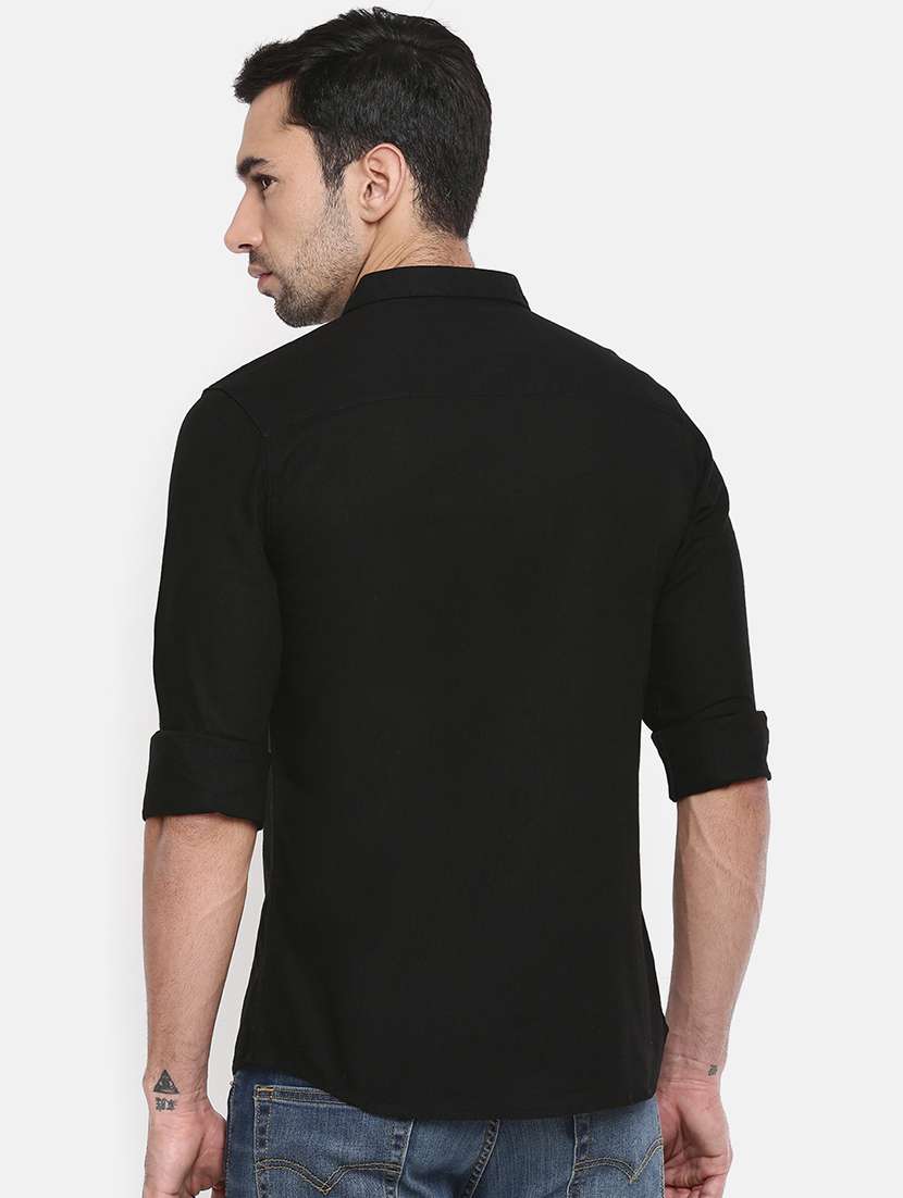 black solid casual shirt - 17433044 - Standard Image - 2