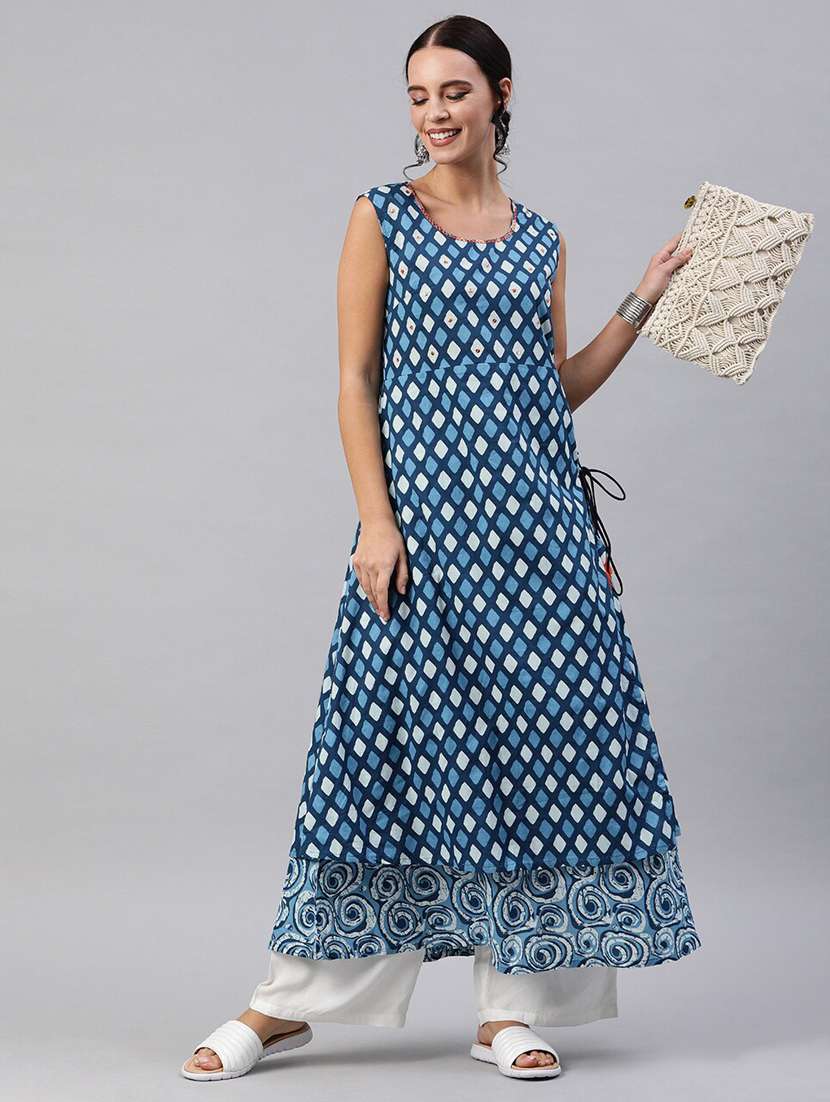 geometric print a-line kurta