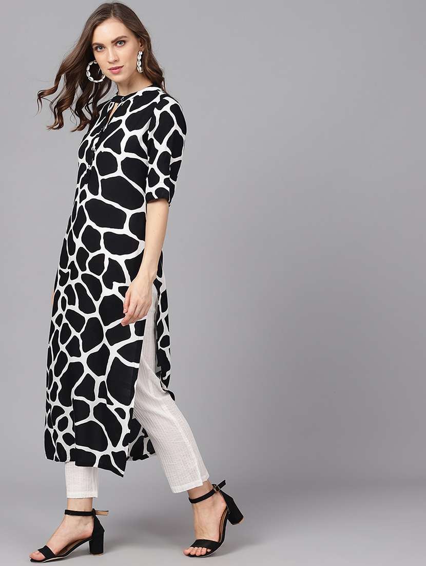 black viscose straight kurta