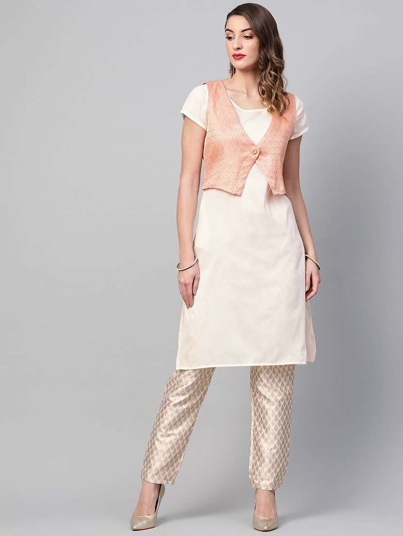 white georgette straight kurta