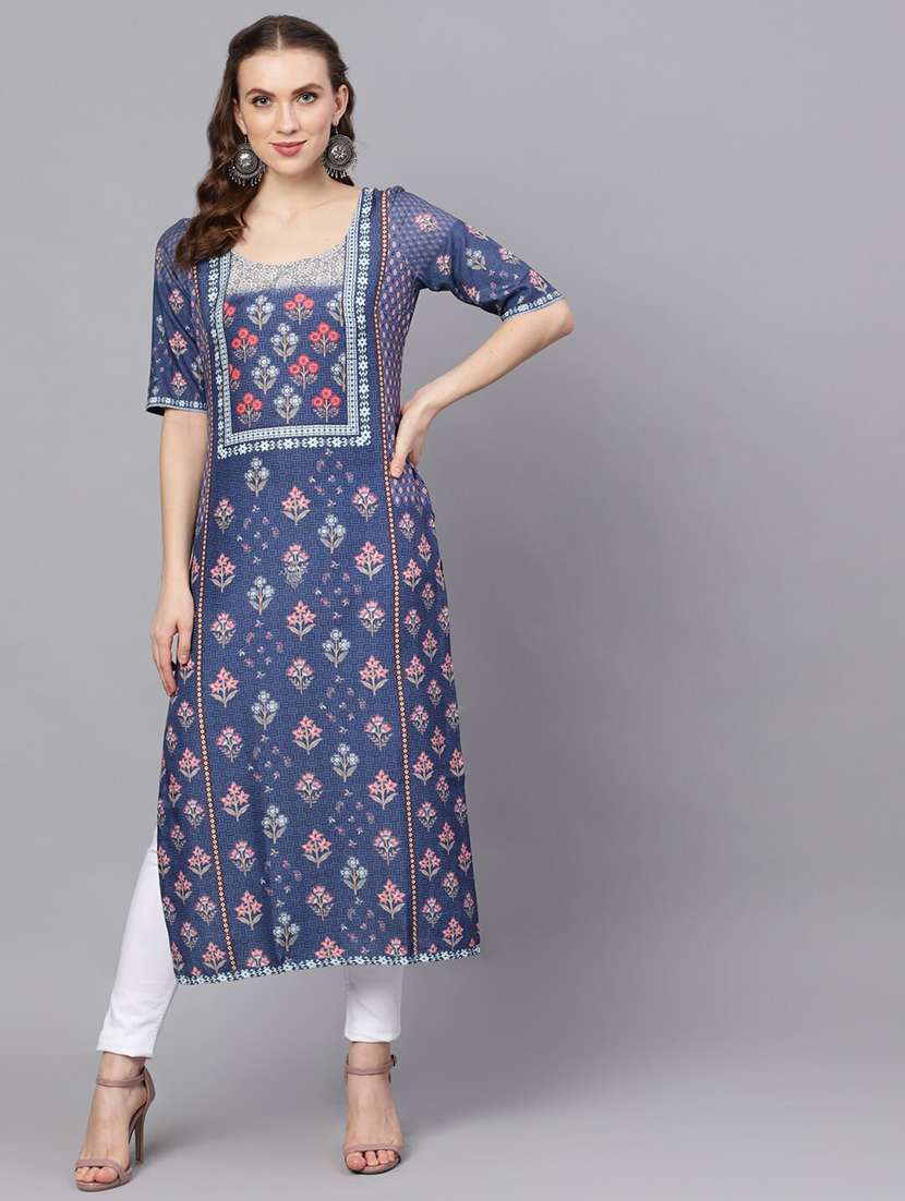 printed straight kurta