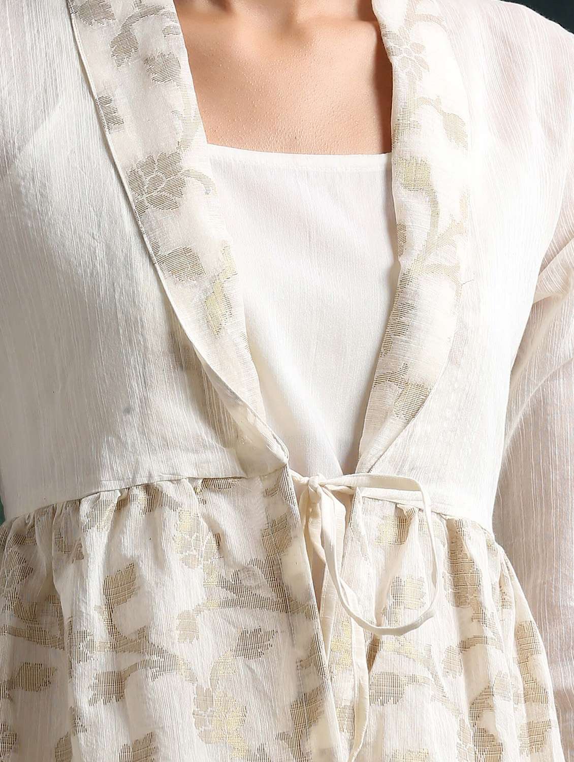 Floral Jacquard Flared Kurta