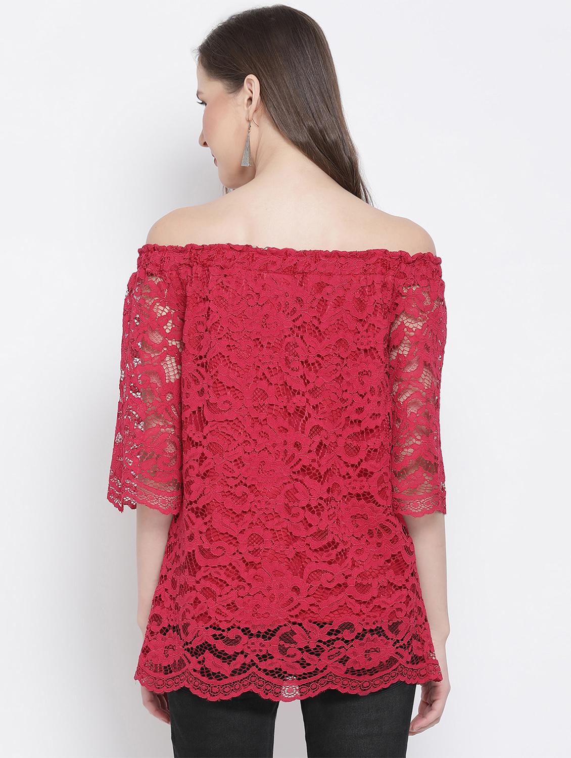 off shoulder laced top - 17436267 - Standard Image - 2