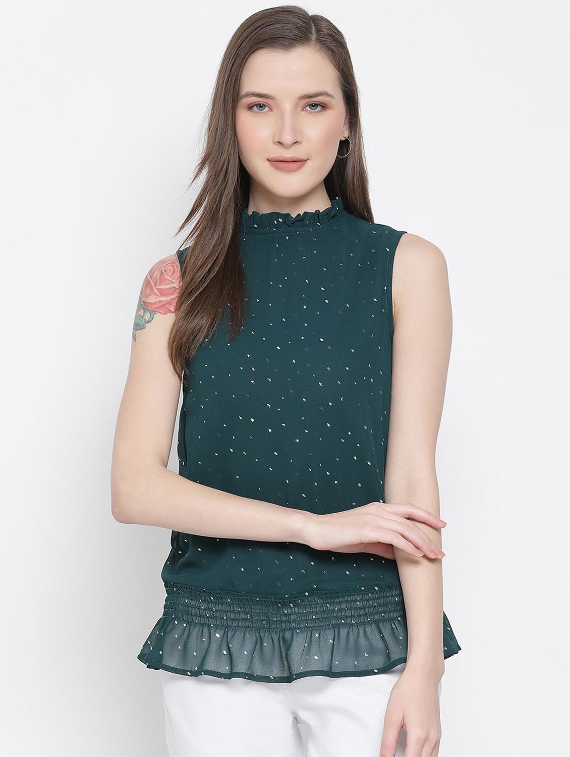 smocked waist frill detail top - 17436271 - Zoom Image - 0