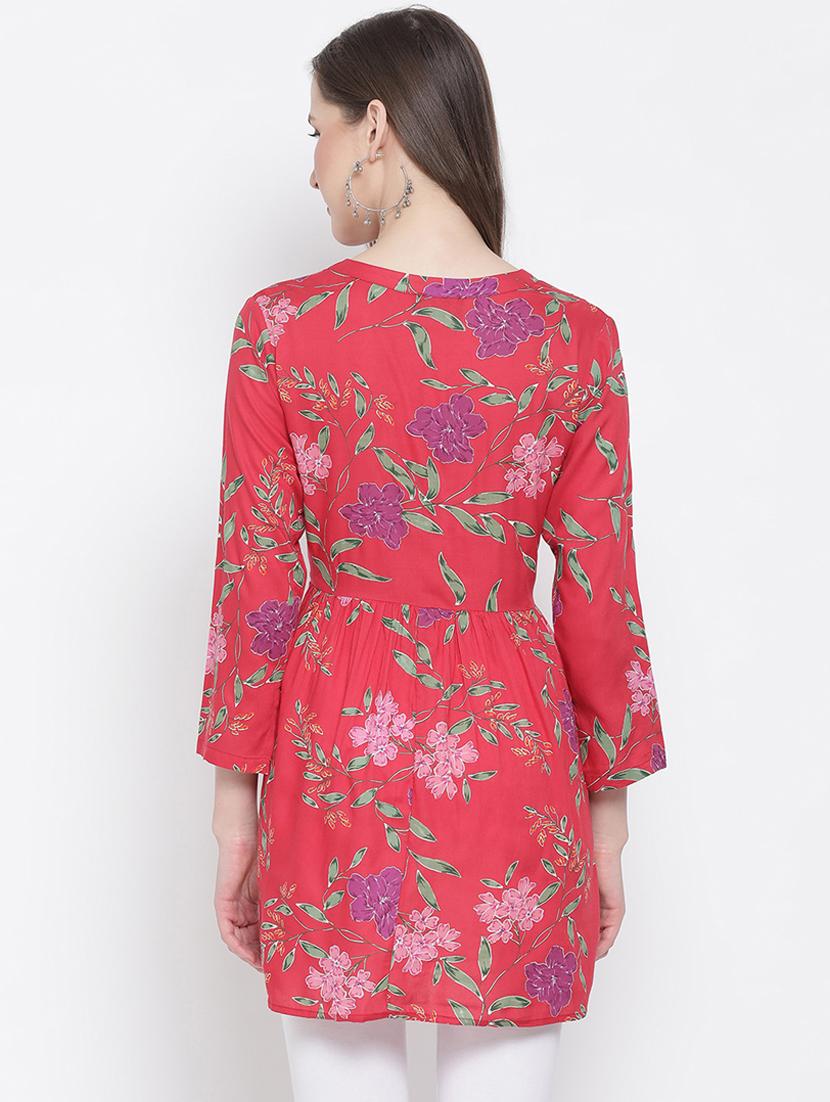 notch neck floral tunic - 17436280 - Standard Image - 2