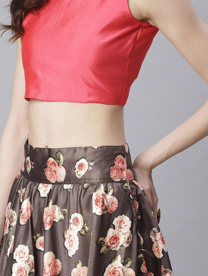 floral print flared lehenga - 17436430 - Standard Image - 2