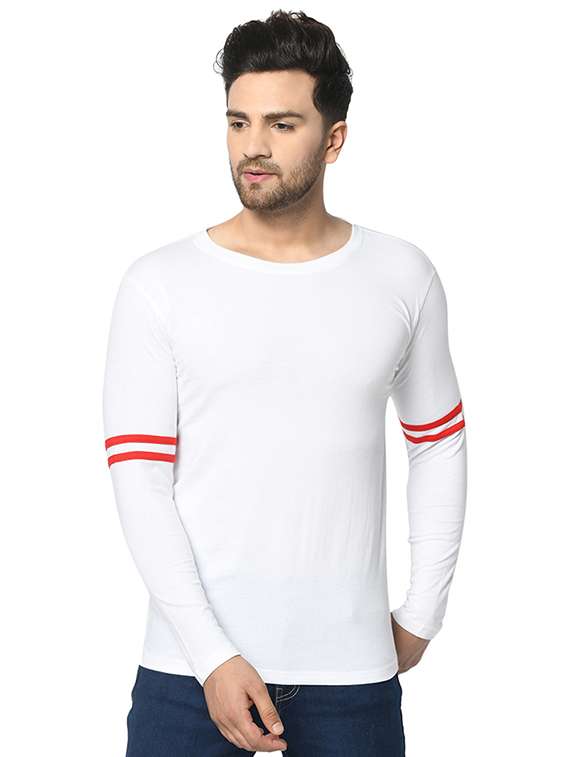 white solid taped t-shirt