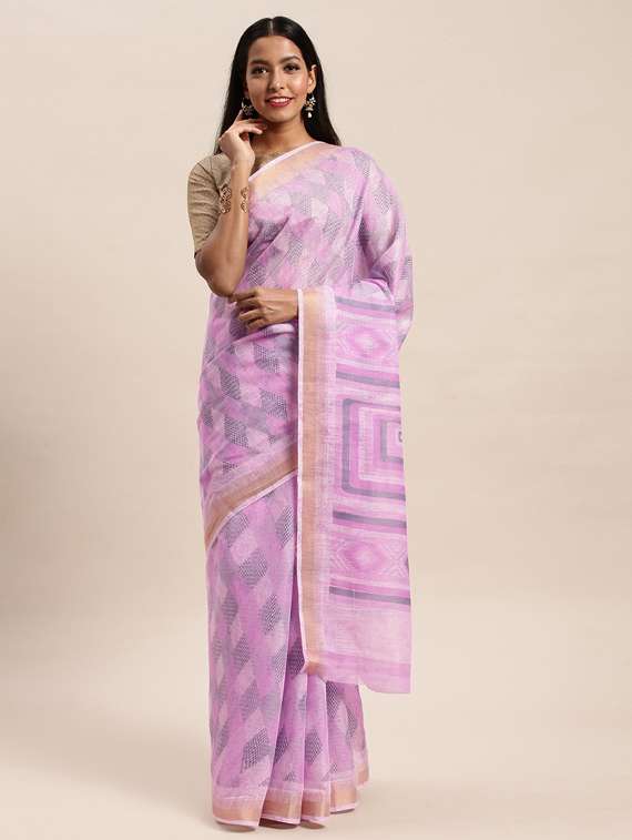 women's geometric lavender colored saree