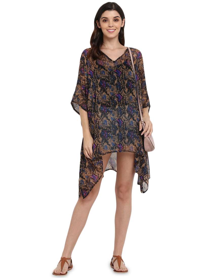 Brown Animal Kaftan Tunic 