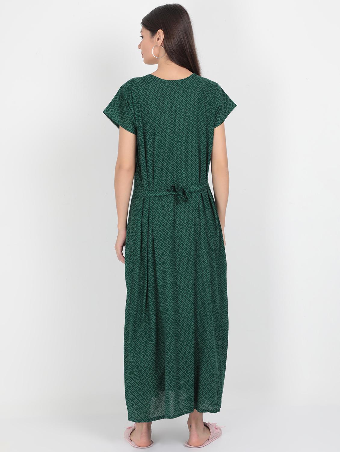 green cotton nighty - 17438022 - Standard Image - 2