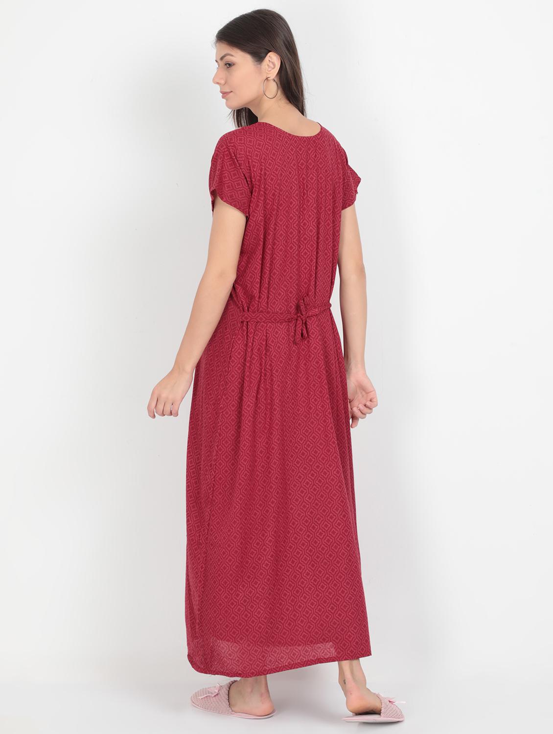 red cotton nighty - 17438023 - Standard Image - 2