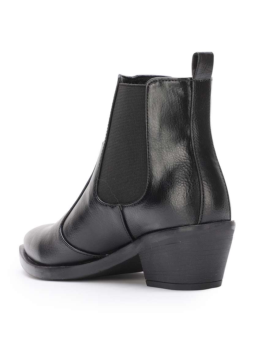 black faux leather ankle boots - 17438128 - Standard Image - 2