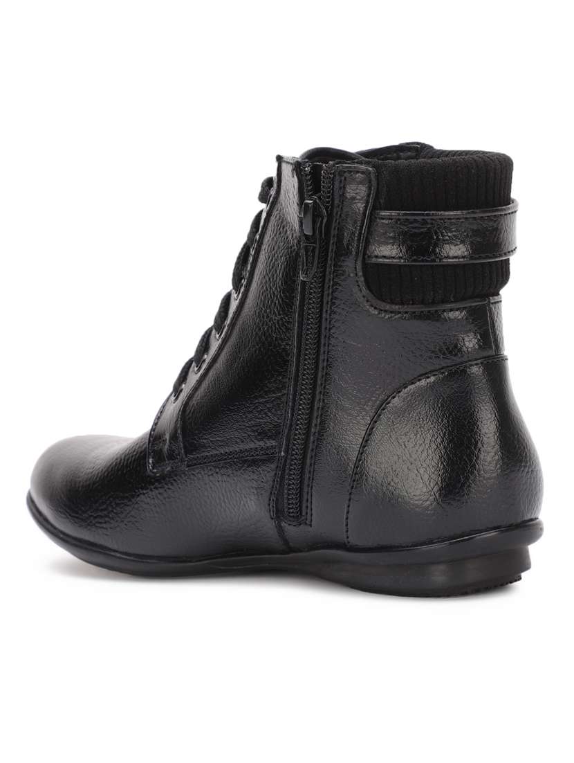 black faux leather ankle boots - 17438141 - Standard Image - 2