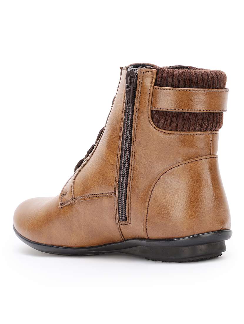 tan faux leather ankle boots - 17438142 - Standard Image - 2