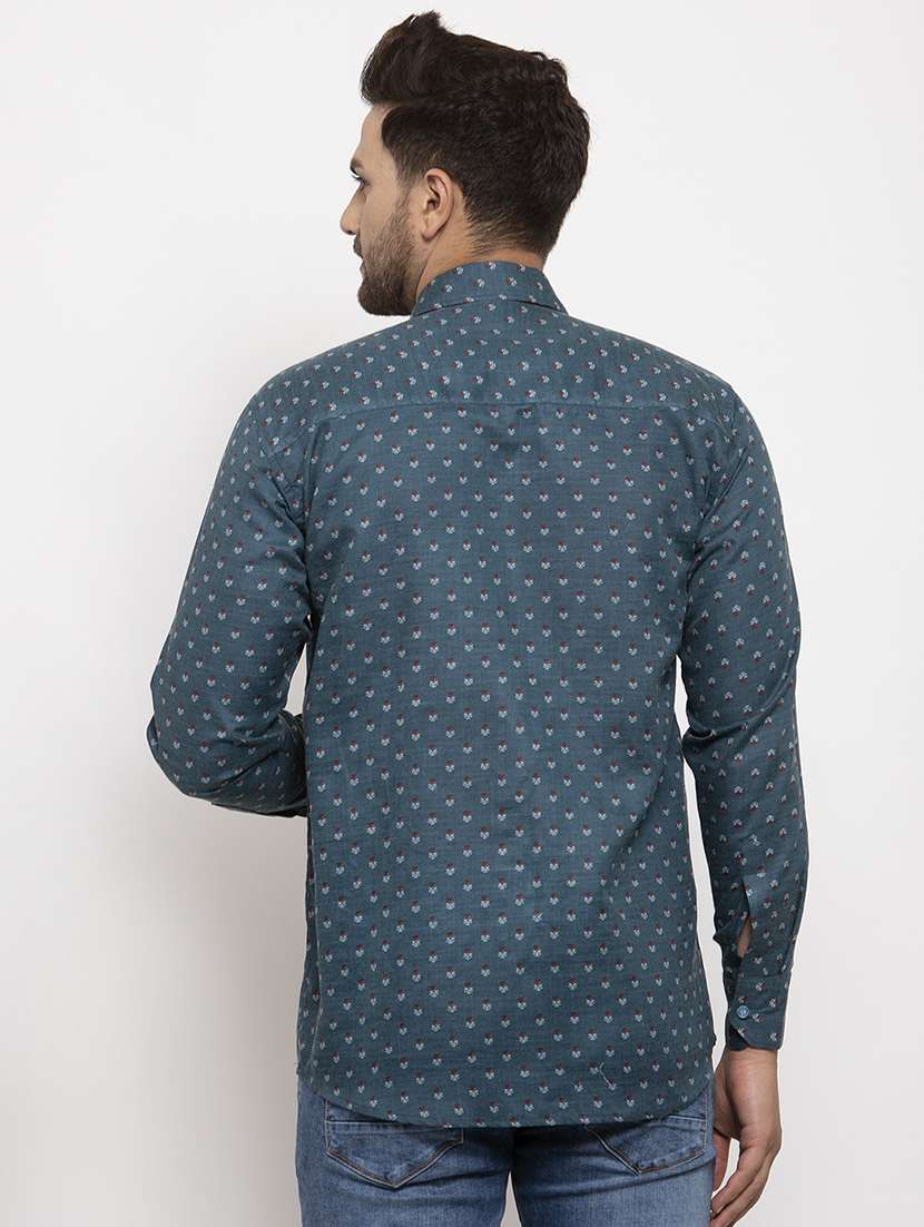 blue printed casual shirt - 17442578 - Standard Image - 2