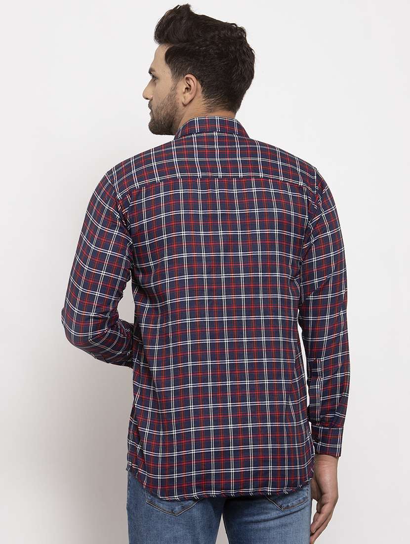 navy blue checkered casual shirt - 17442601 -  Standard Image - 2