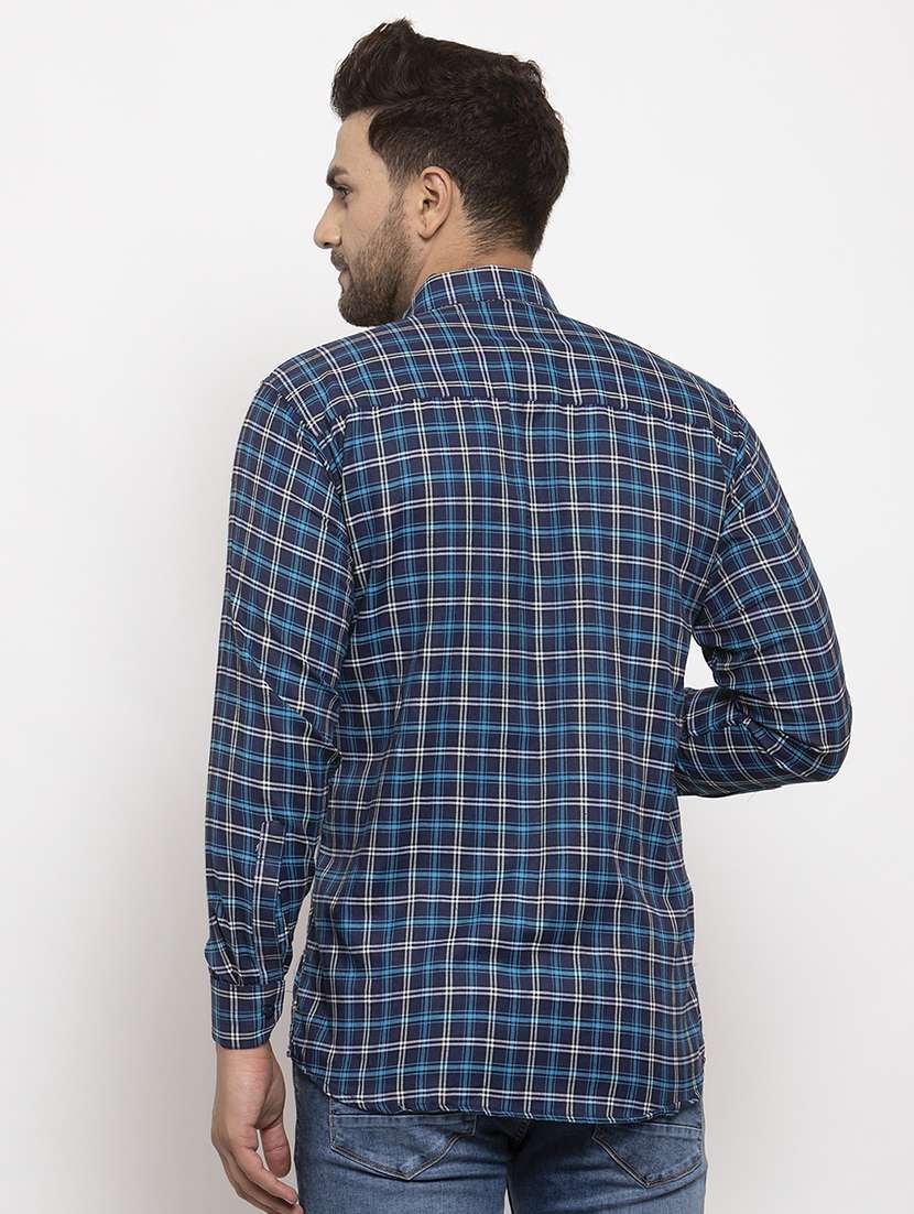 navy blue checkered casual shirt - 17442602 -  Standard Image - 2