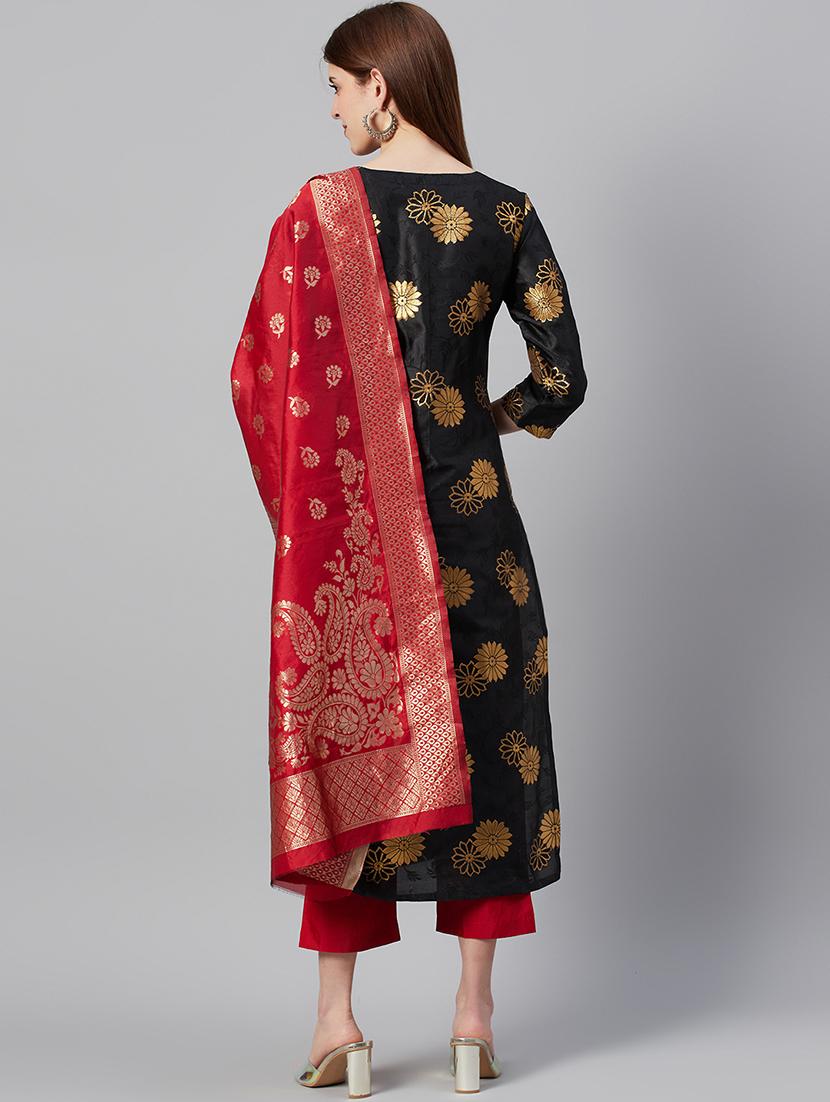 black art silk unstitched suit - 17443232 - Standard Image - 2