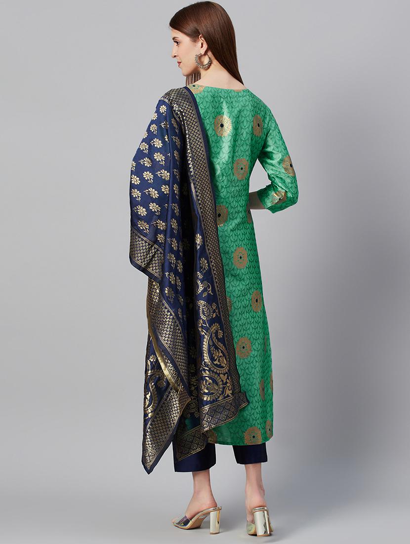 blue art silk unstitched suit - 17443236 - Standard Image - 2