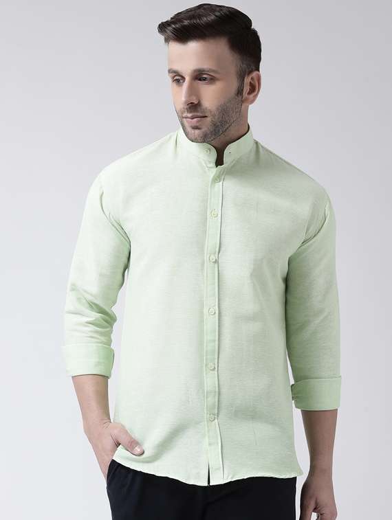 green solid casual shirt