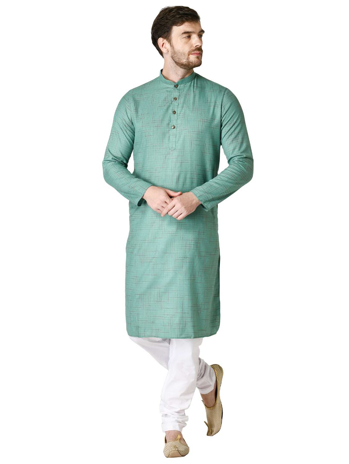 sea green checkered long kurta