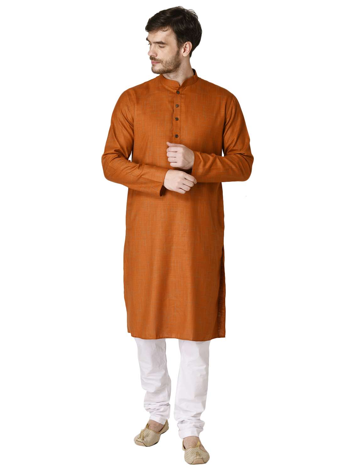 orange checkered long kurta