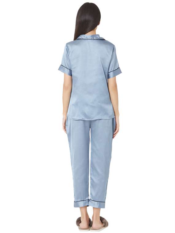 blue satin pyjama nightwear set - 17449799 -  Standard Image - 2