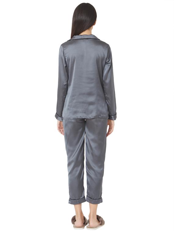 grey satin pyjama nightwear set - 17449801 - Standard Image - 2