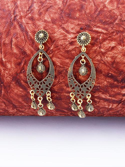 gold metal drop earring - 17449804 -  Standard Image - 0