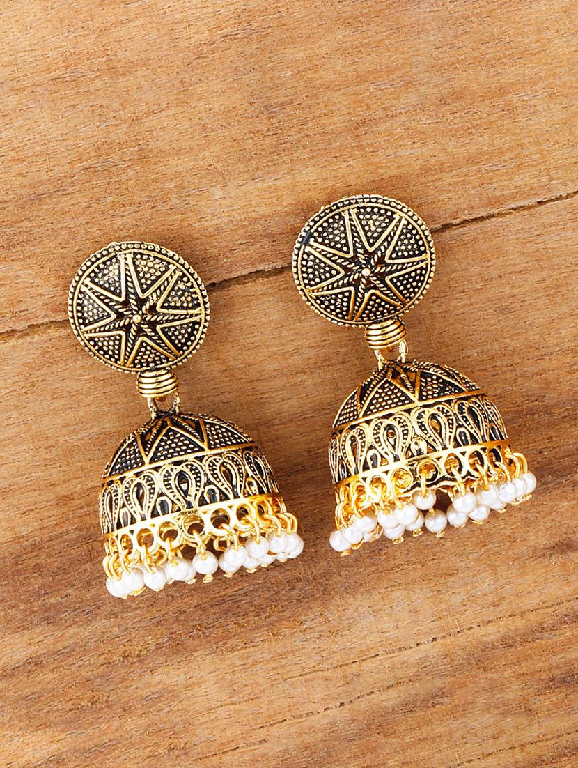 gold metal jhumka earring - 17449805 - Zoom Image - 0