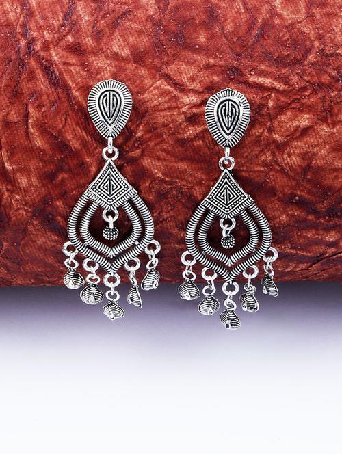 silver metal drop earring - 17449809 - Standard Image - 0