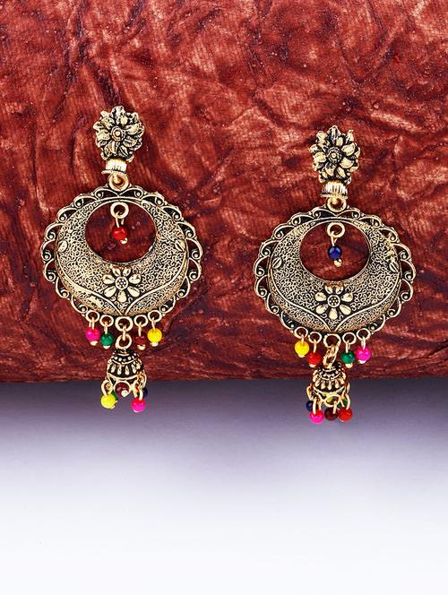 gold metal drop earring - 17449812 -  Standard Image - 0