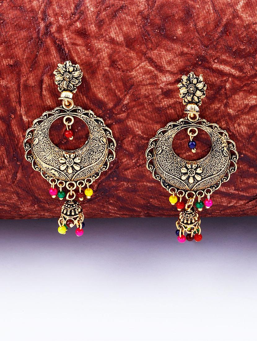 gold metal drop earring - 17449812 -  Zoom Image - 0