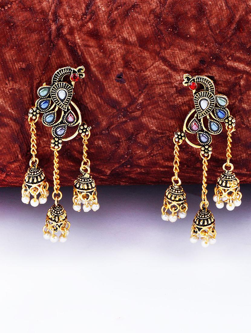 gold metal jhumka earring - 17449814 -  Zoom Image - 0