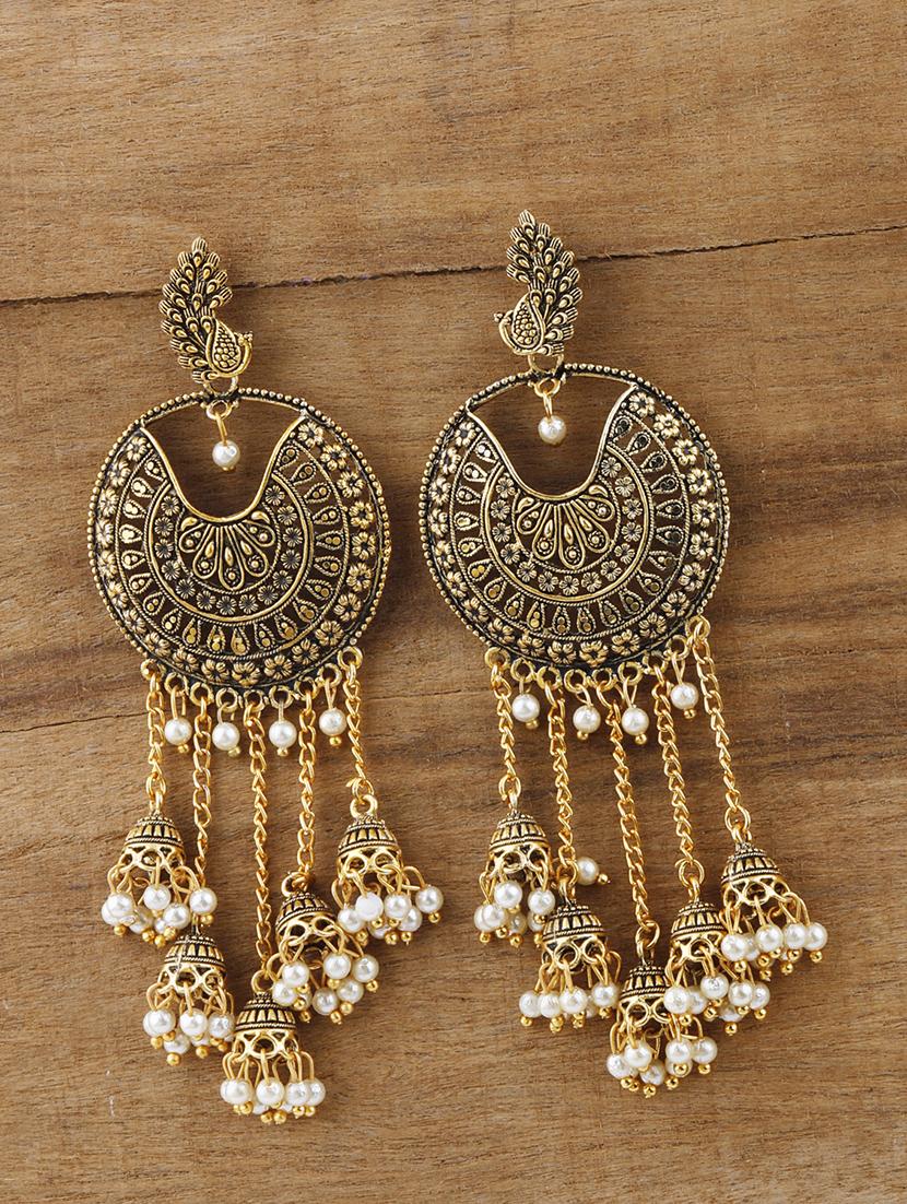 gold metal jhumka earring - 17449823 - Zoom Image - 0