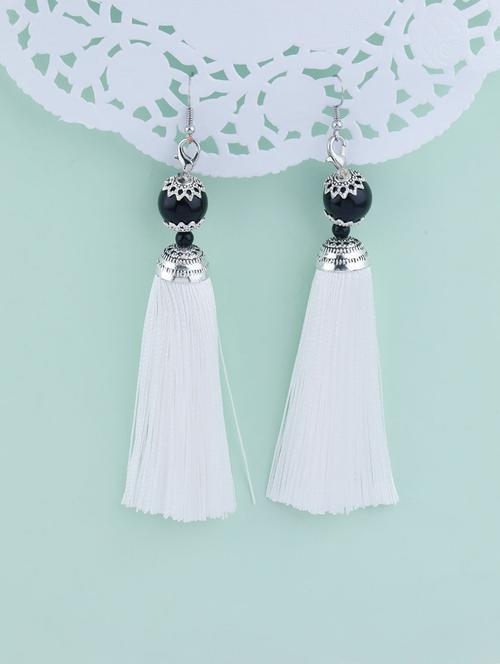 white metal drop earring - 17449831 -  Standard Image - 0