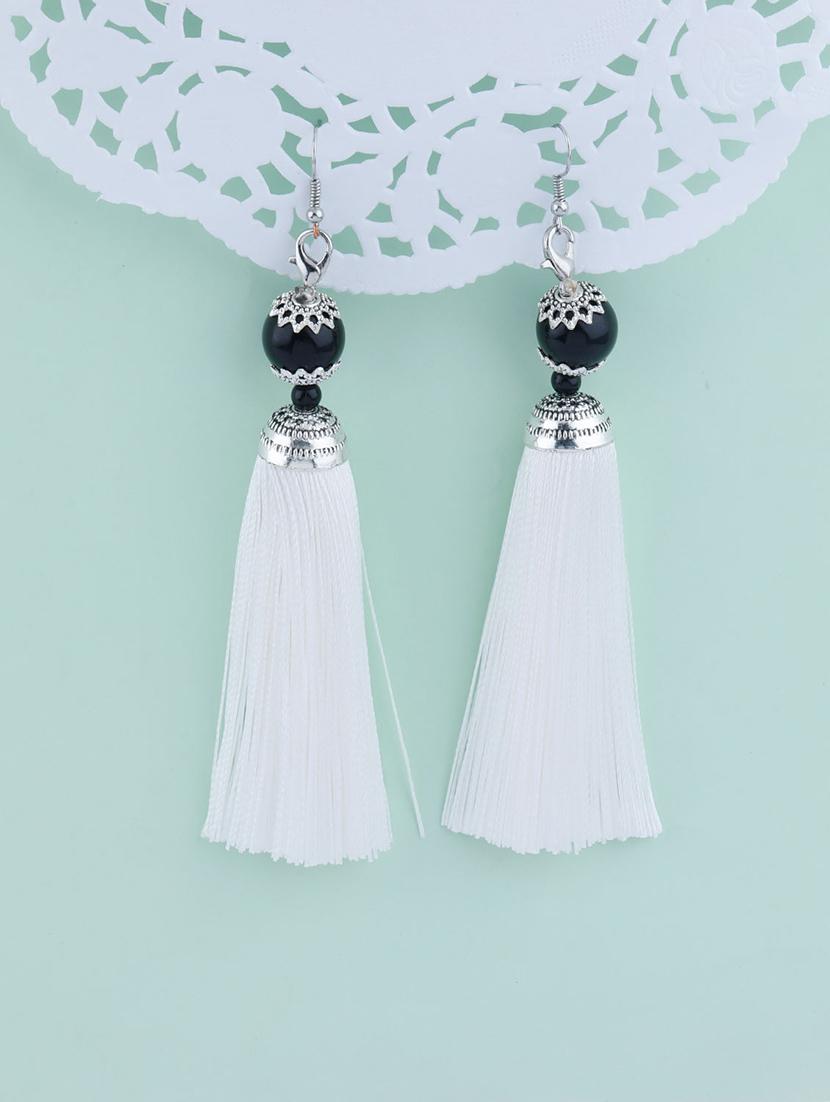 white metal drop earring - 17449831 -  Zoom Image - 0