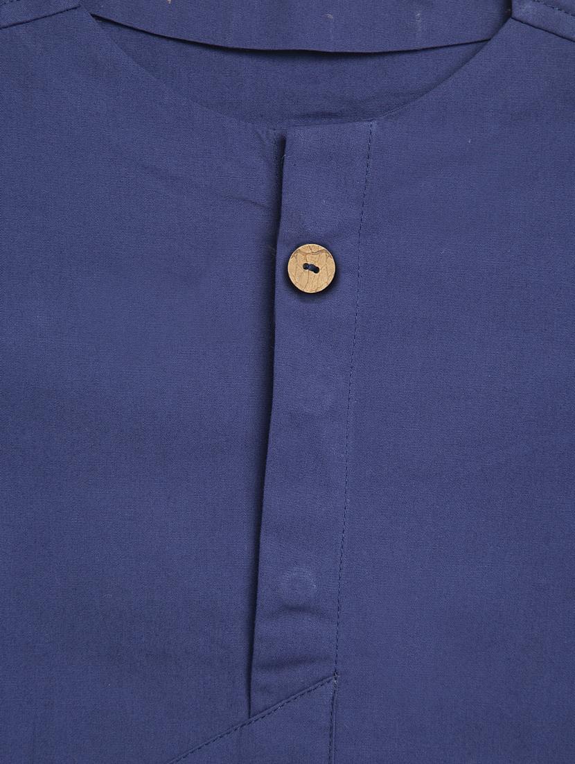 blue cotton poplin kurta - 17450146 - Standard Image - 2