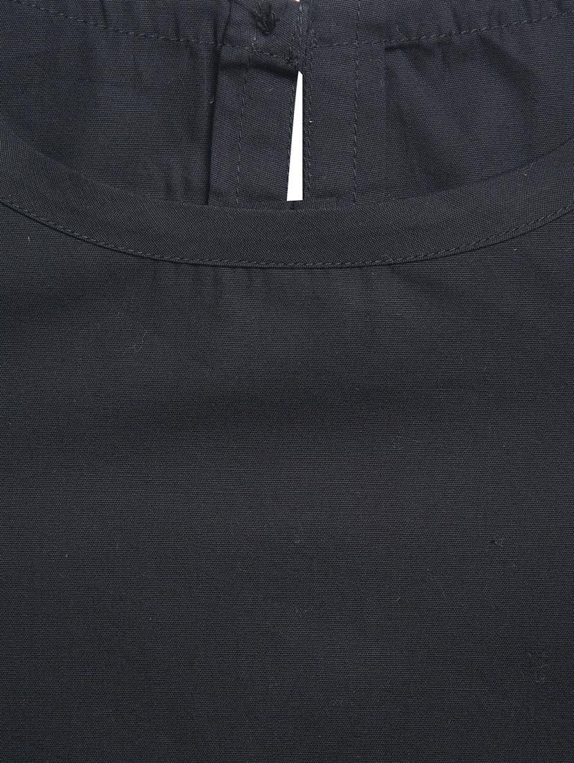 black cotton poplin kurta - 17450147 - Standard Image - 2