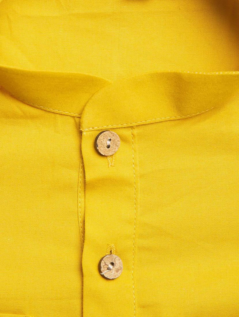 yellow cotton poplin kurta - 17450152 - Standard Image - 2