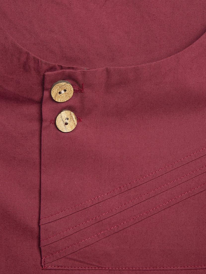 red cotton poplin kurta - 17450162 - Standard Image - 2