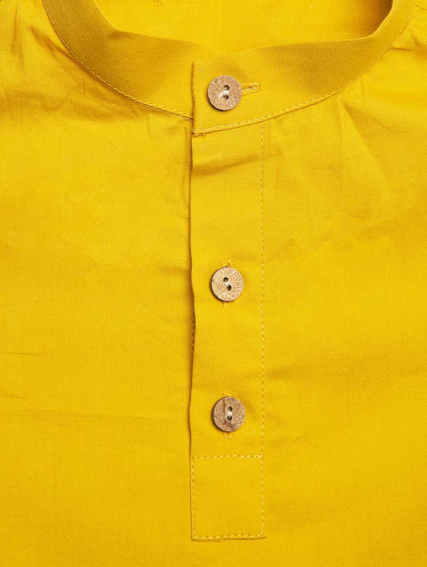 yellow cotton poplin kurta - 17450167 - Standard Image - 2