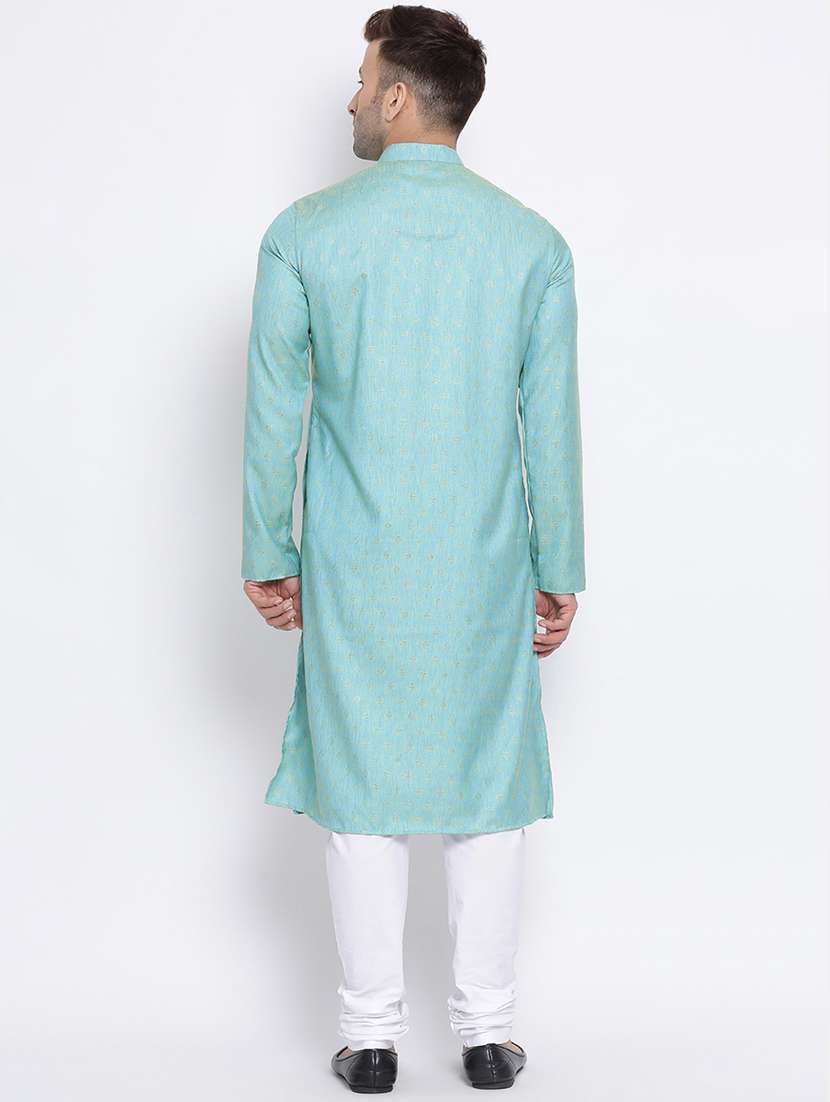 light blue self design long kurta - 17451214 -  Standard Image - 2
