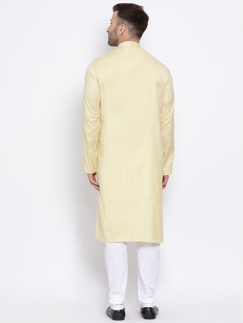 cream solid long kurta - 17451224 - Standard Image - 2
