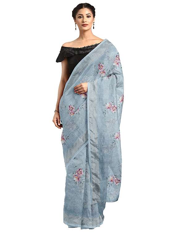floral printed saree with blouse