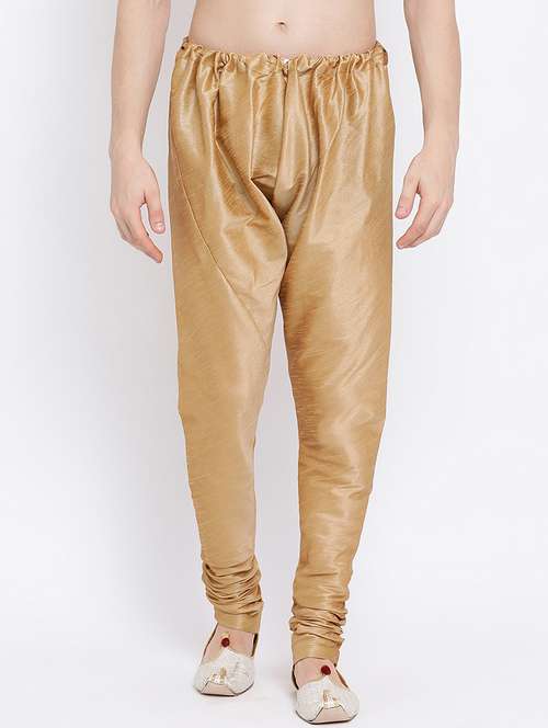 beige solid dupion churidar pyajama - 17451716 - Standard Image - 0