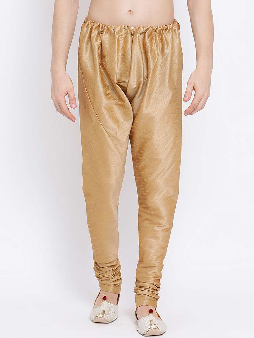 beige solid dupion churidar pyajama - 17451716 - Zoom Image - 0