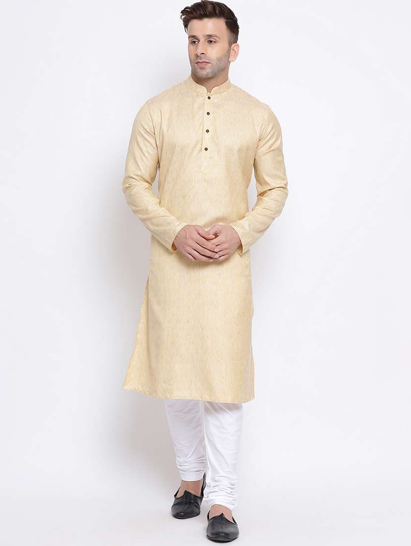 men self design kurta churidar ethnic wear set