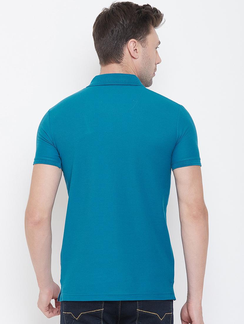 blue solid polo t-shirt - 17453391 - Standard Image - 2