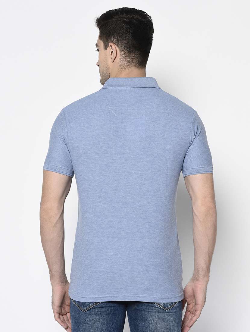 light blue solid polo t-shirt - 17453401 - Standard Image - 2